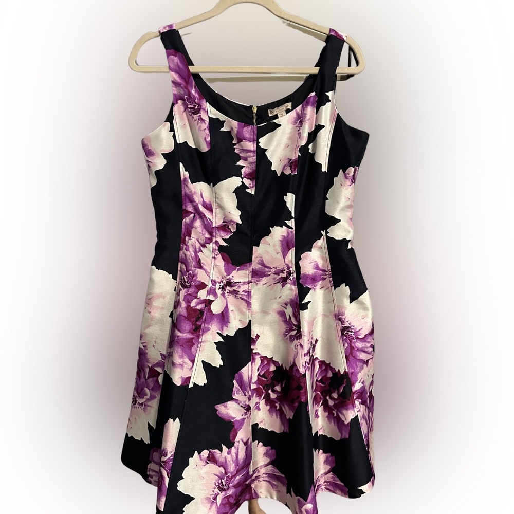 Floral Midi Dress in Navy and Purple